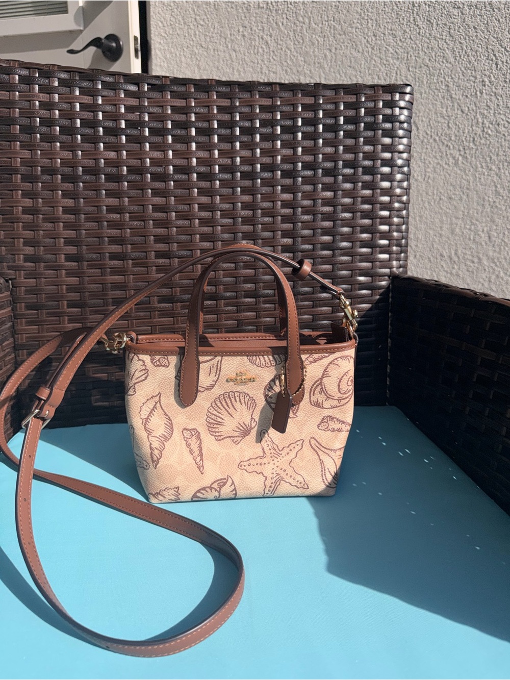 Coach Mini City Tote in Signature Canvas with Shell Print
